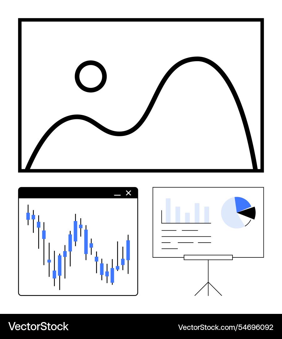 Visual analysis of data trends with line graph Visual analysis of data trends with line graph vector image