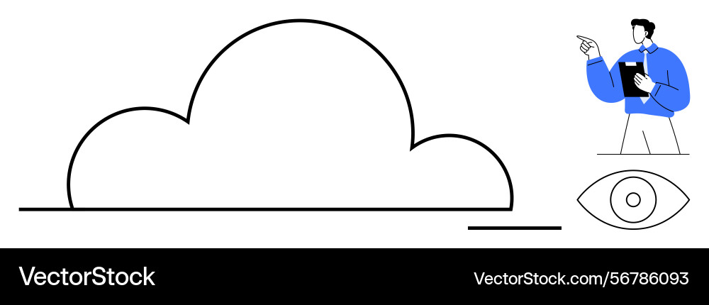 Cloud storage interface with user pointing Vector Image