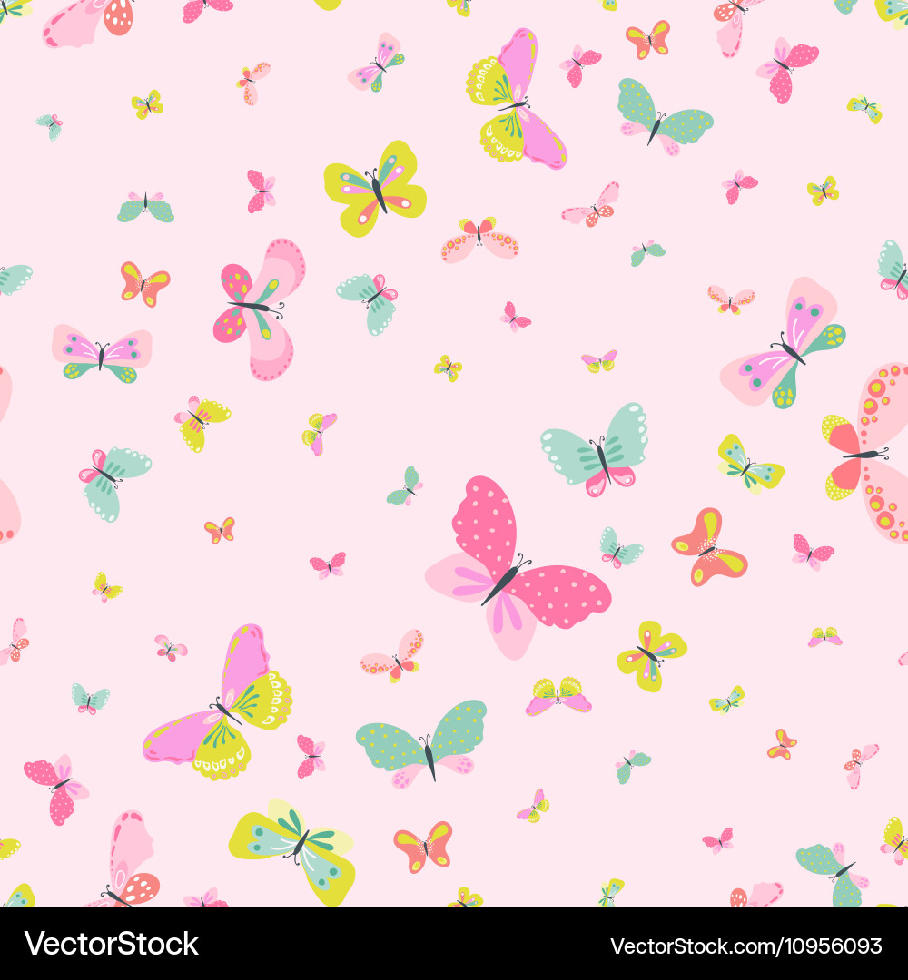 Colorful seamless background with butterflies vector image