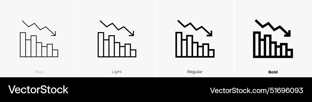 Graph icon thin light regular and bold style Graph icon thin light regular and bold style vector image