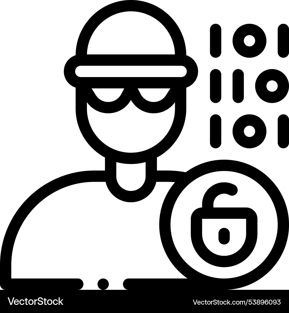 Hacker icon thin linear style design isolated Hacker icon thin linear style design isolated Vector Image