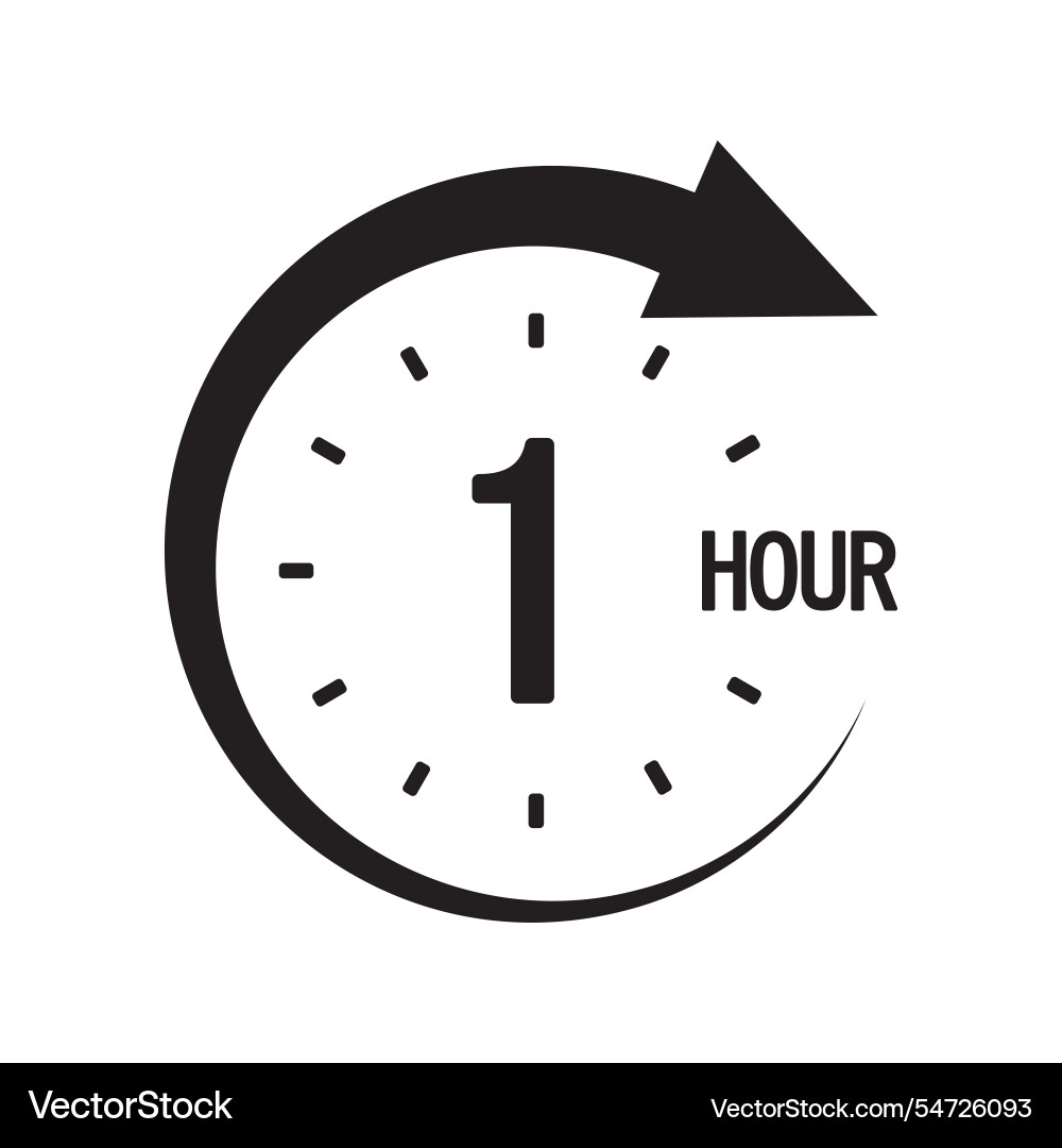 One hour icon circular timer bold number vector image