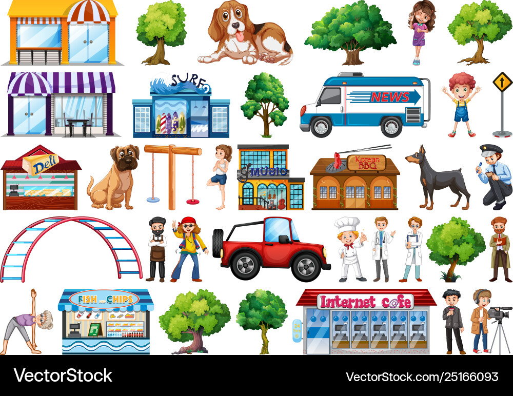Set city element Royalty Free Vector Image - VectorStock
