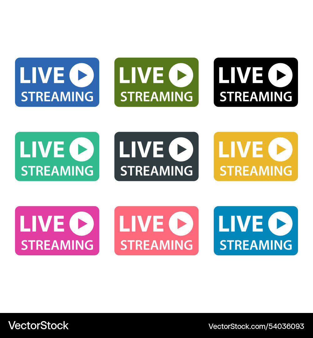 Set of live streaming icon stream button design Vector Image