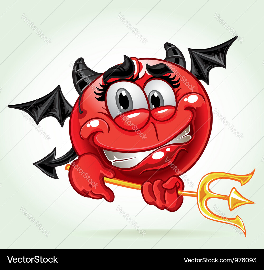 Smiling Devil with Pitchfork Vector Image