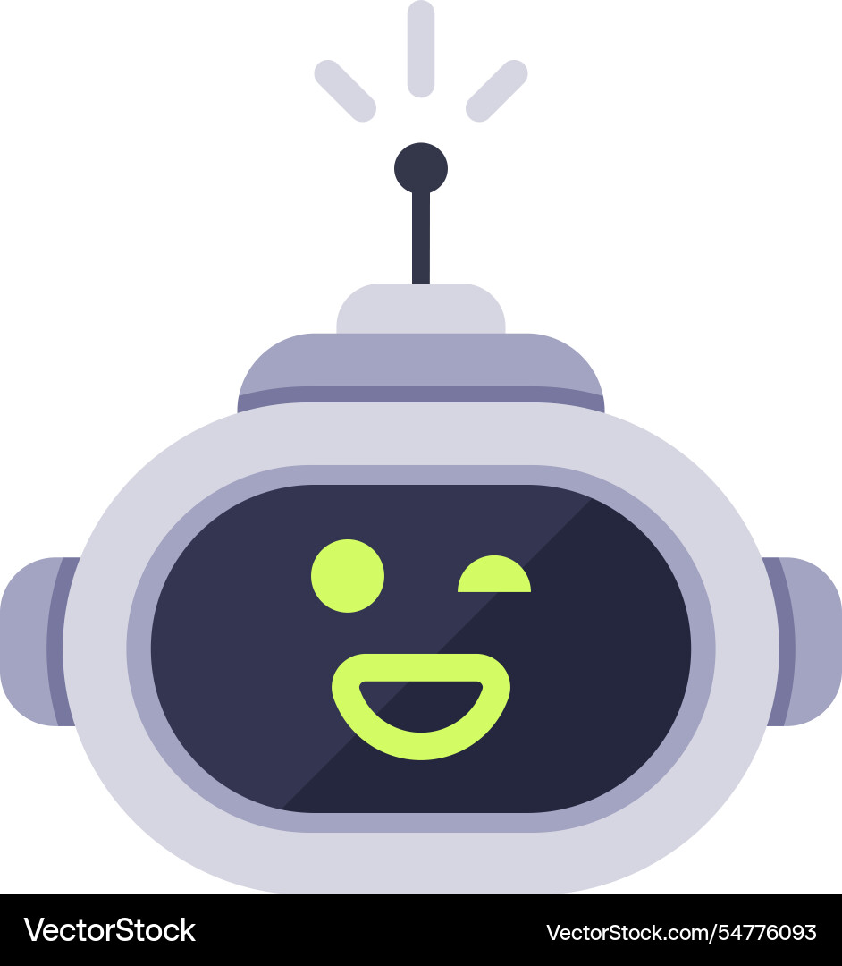 Winking and smiling robot with a blinking antenna Winking and smiling robot with a blinking antenna Vector Image