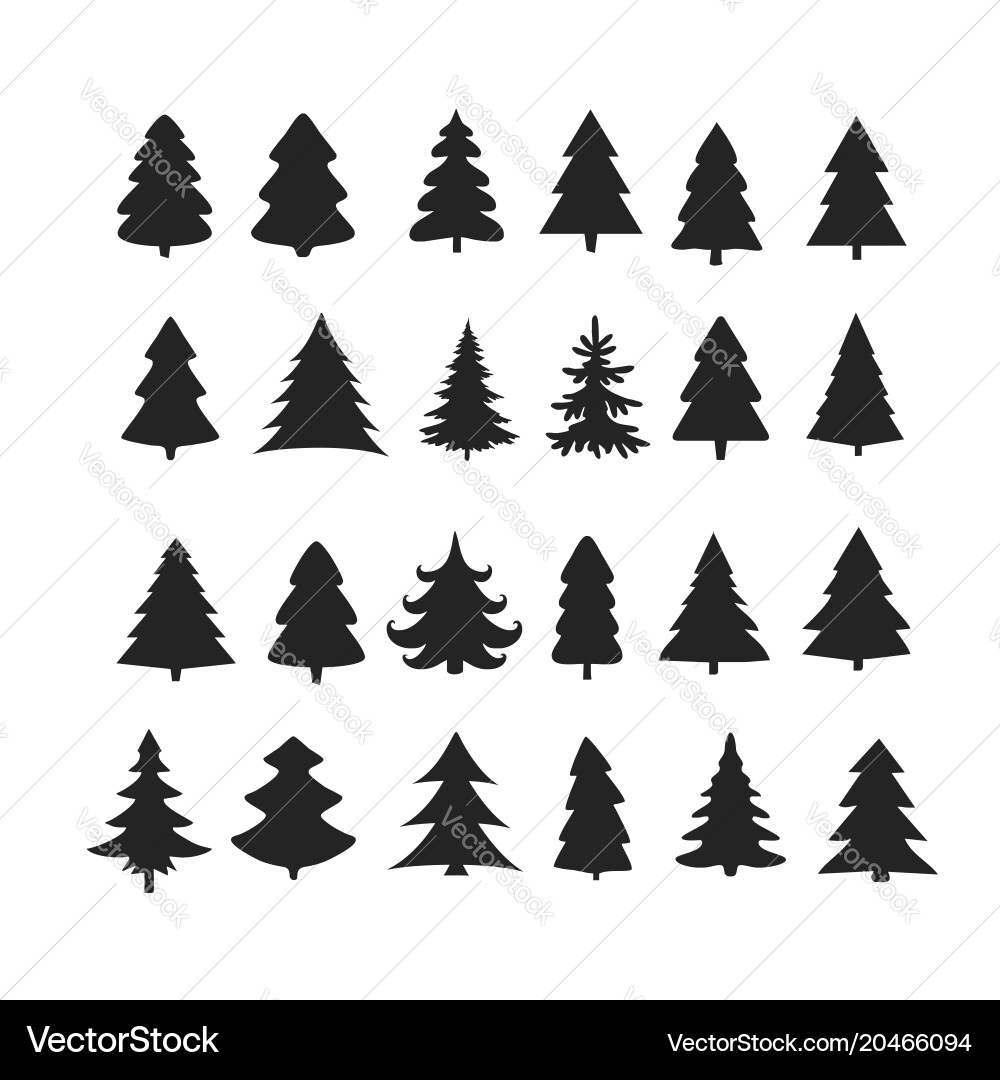 Christmas Tree Silhouettes Vector Image