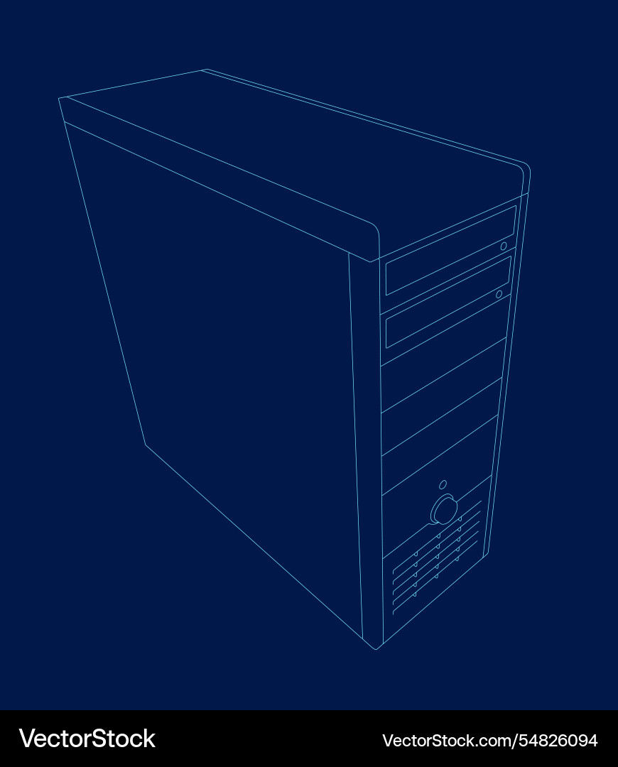 Computer case outline thin line art Computer case outline thin line art vector image