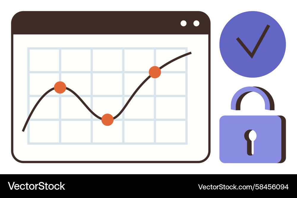 Data Security Chart with Growth Vector Image
