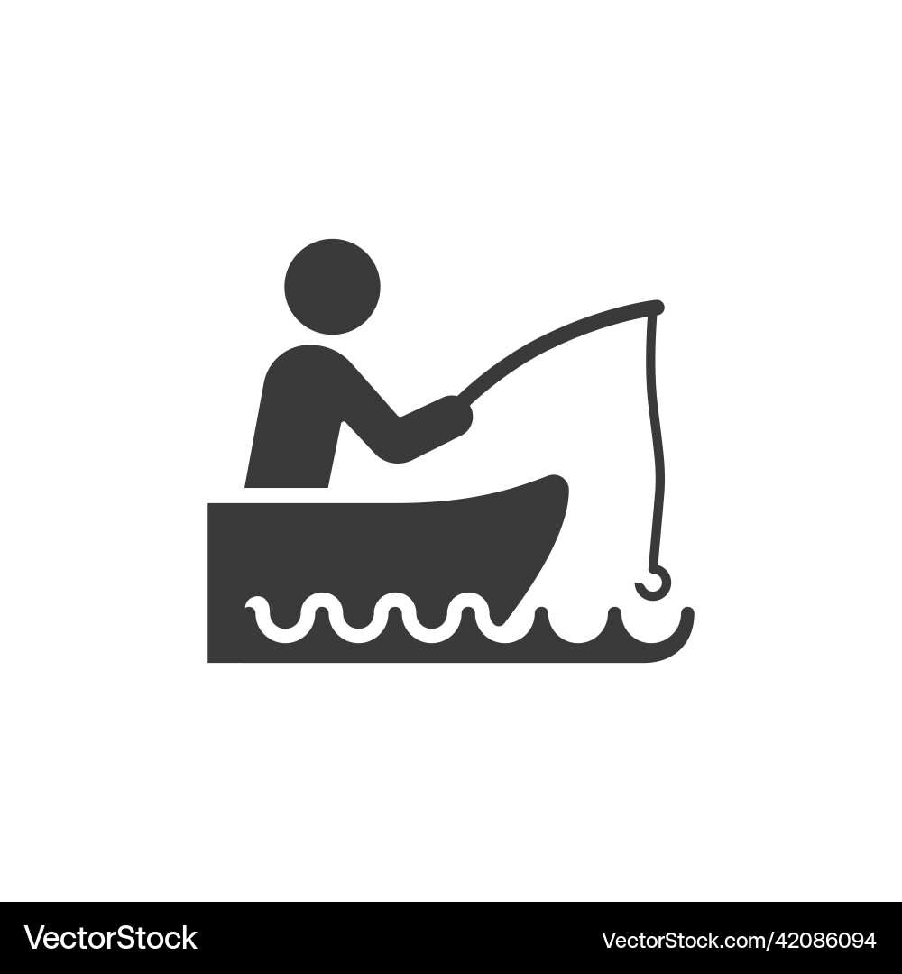 Fishing Boat Icon - Man Fishing Vector Image