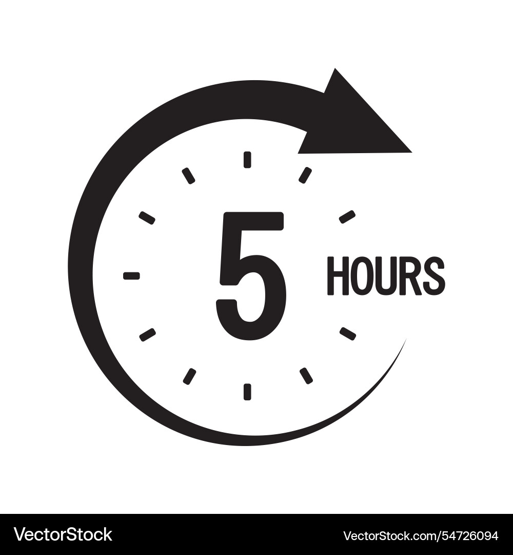 Five hours clock bold number countdown timer vector image