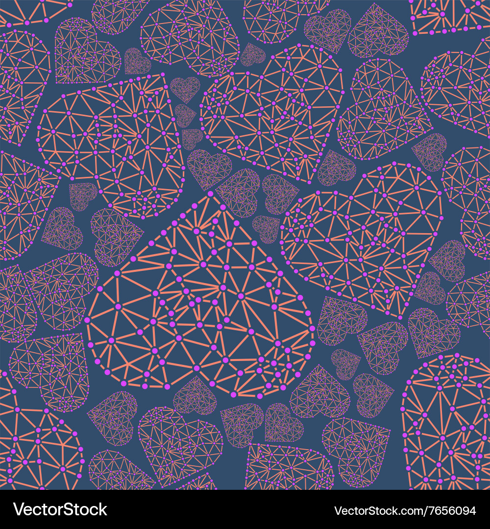 Heart with connected lines and dots wireframe mesh vector image