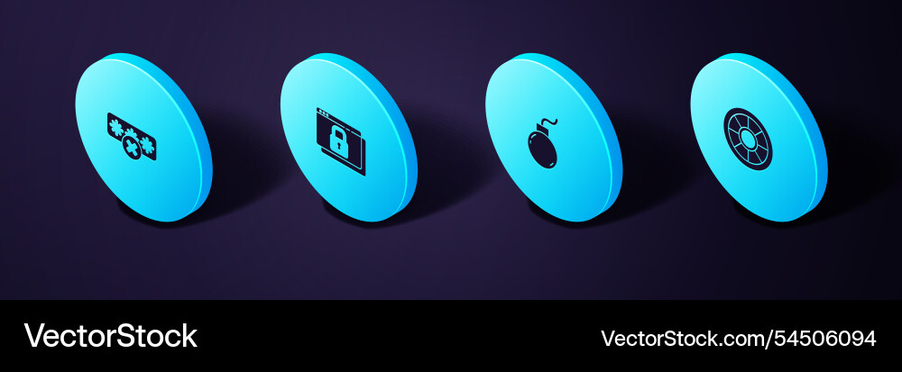 Set isometric safe bomb ready to explode secure Set isometric safe bomb ready to explode secure vector image