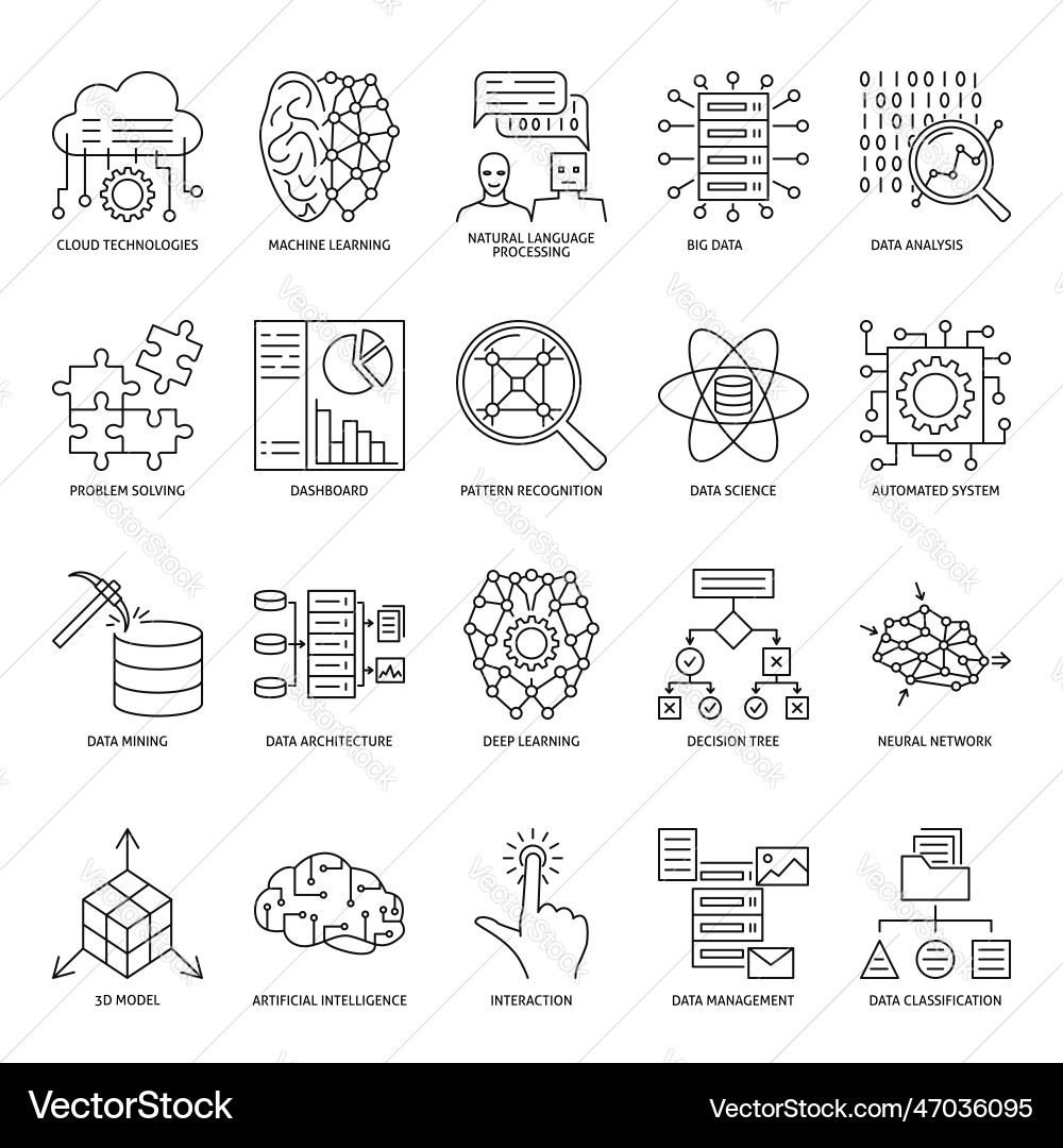 Artificial Neural Network Icon Set vector image