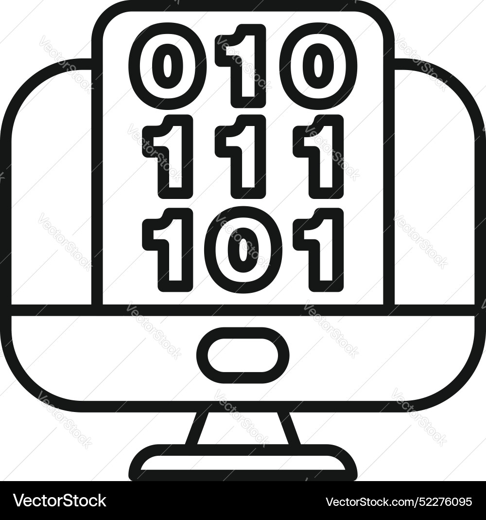 Computer monitor displaying binary code Computer monitor displaying binary code vector image