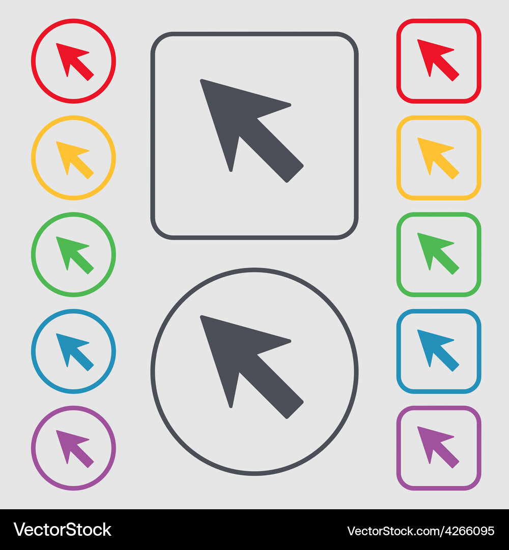 Cursor arrow icon sign symbol on the round Vector Image