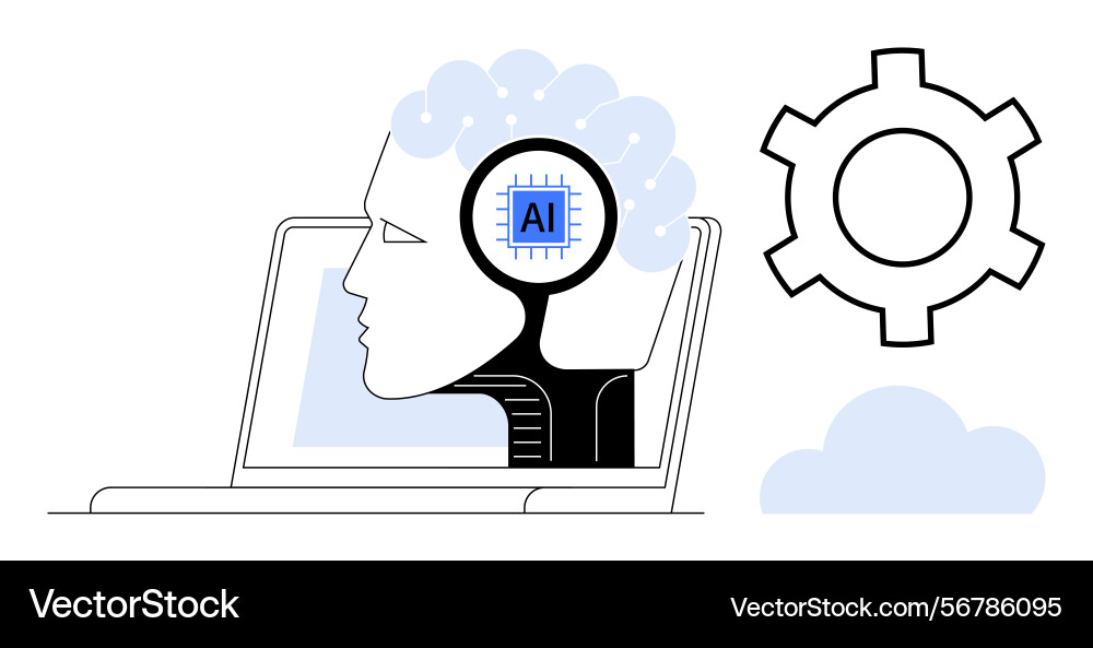 Human mind integrating artificial intelligence Vector Image