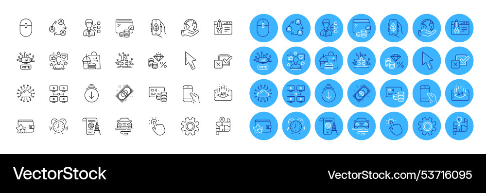 Puzzle options route and scroll down line icons Puzzle options route and scroll down line icons vector image