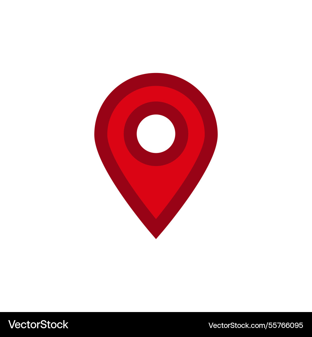 Red location pin icon with a circular vector image