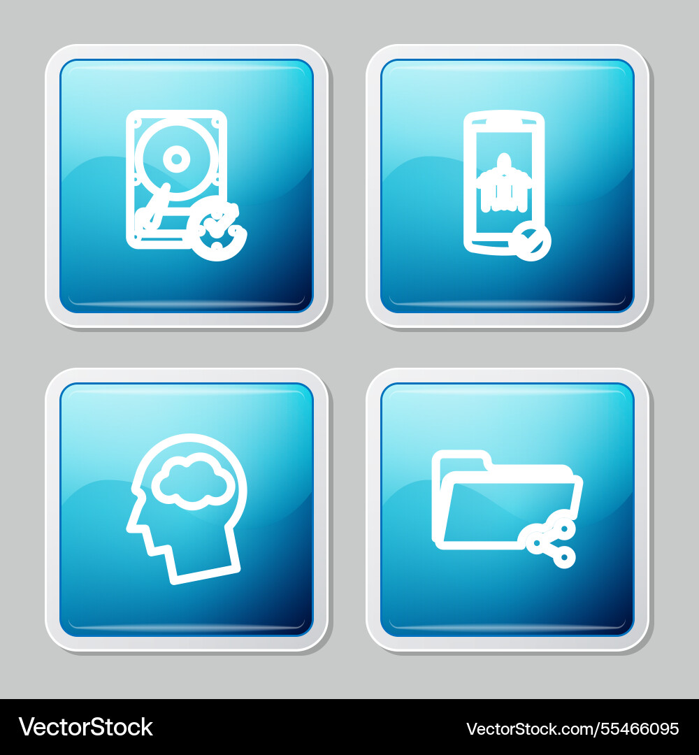 Set line hard disk drive with clockwise flight Vector Image