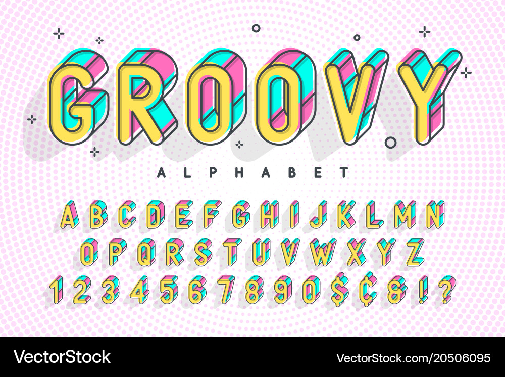 Vibrant Pop Art Alphabet Font vector image