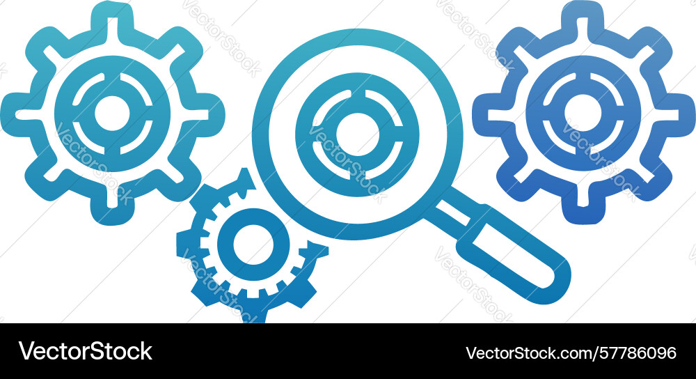 Advanced search with interconnected gears icon vector image