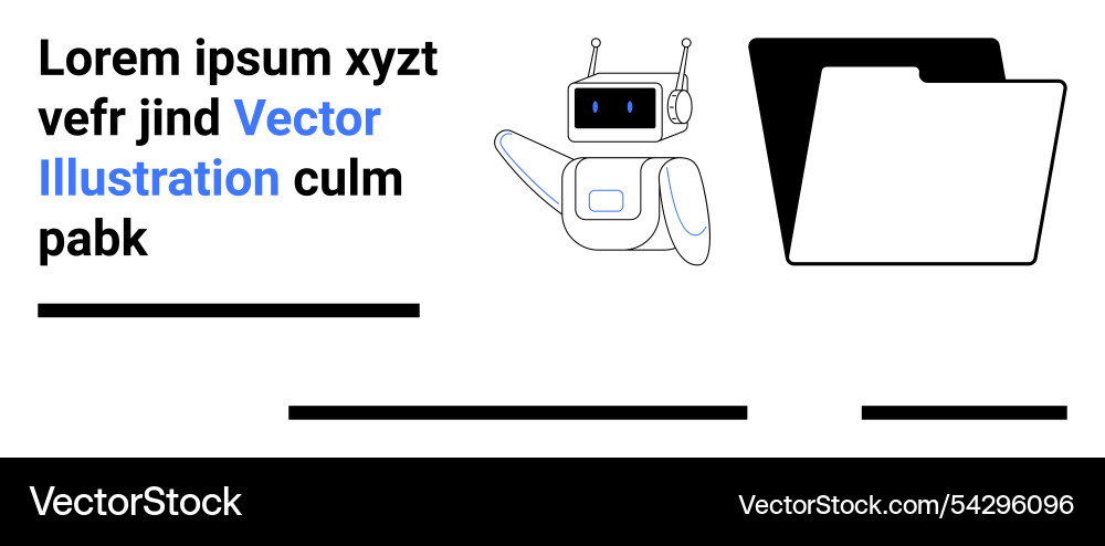Futuristic robot beside file folder for digital Futuristic robot beside file folder for digital vector image