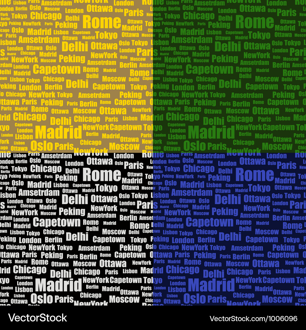 Set of seamless patterns with cities names Vector Image