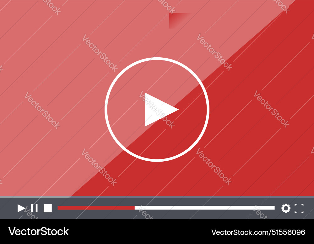 Video player showing play button on red background Video player showing play button on red background vector image
