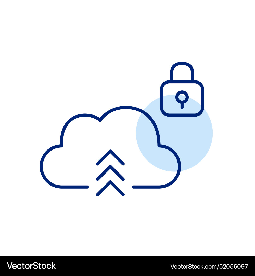 A cloud with arrows pointing up and lock secure A cloud with arrows pointing up and lock secure vector image