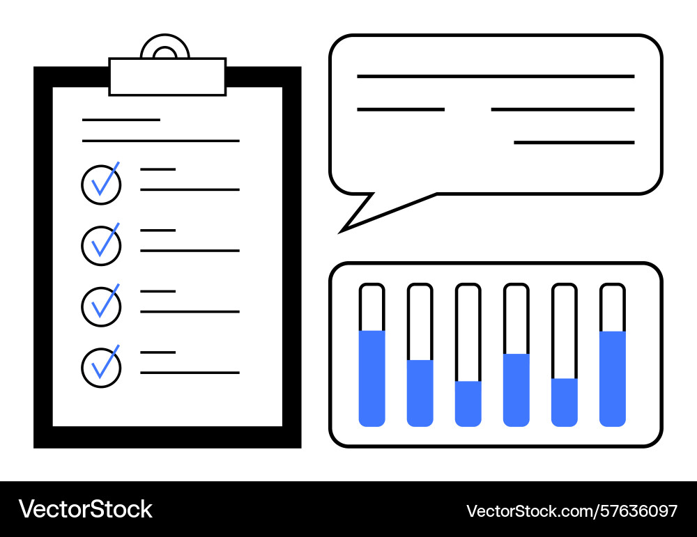 Checklist chart and speech bubble representing Checklist chart and speech bubble representing vector image