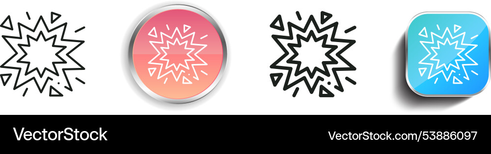 Explosion icon thin linear regular and button vector image