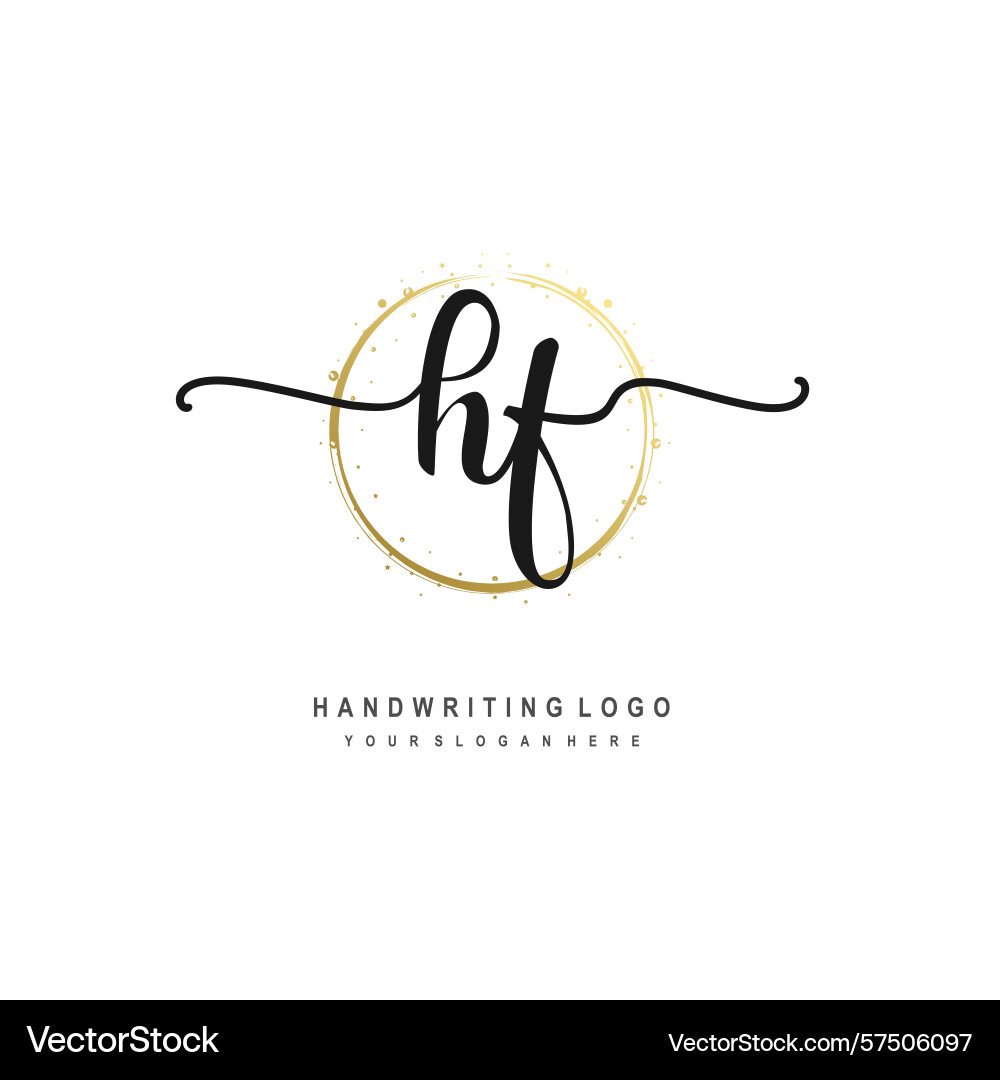 Hf initial handwriting logo with circular wave Hf initial handwriting logo with circular wave Vector Image
