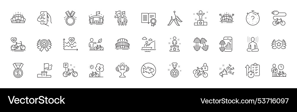 Leadership timer and bicycle line icons for web Leadership timer and bicycle line icons for web vector image