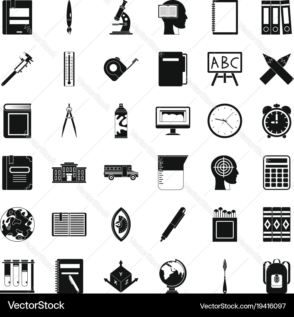 Learning icons set simple style Vector Image