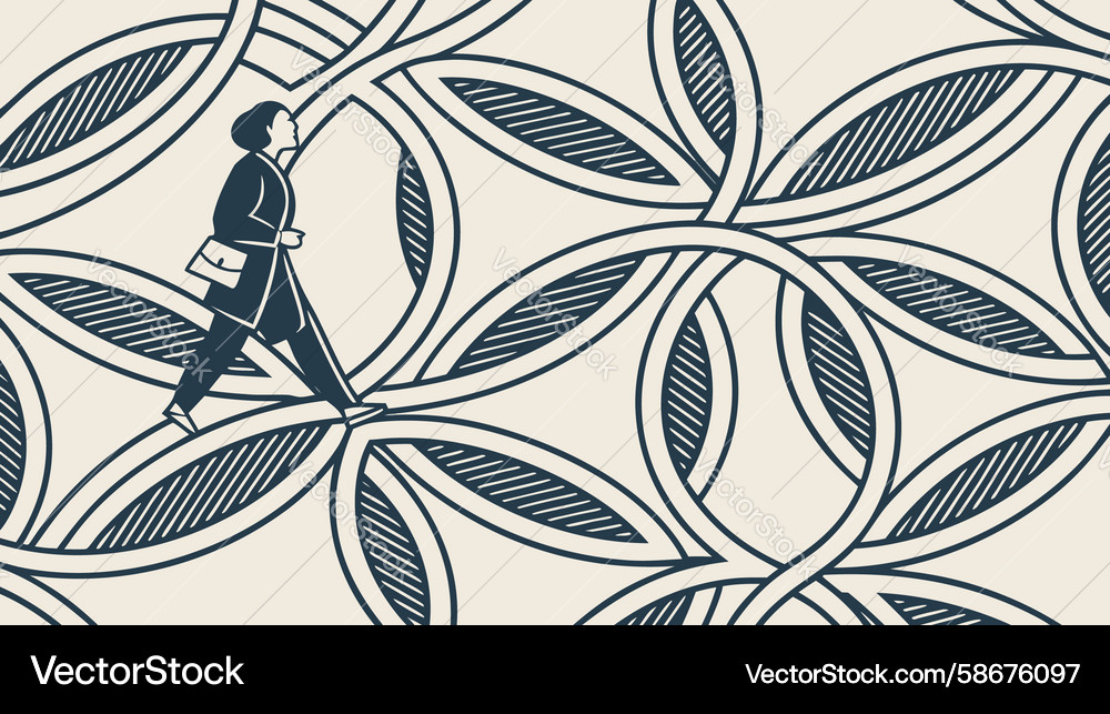 Man running over geometric circle pattern design Vector Image