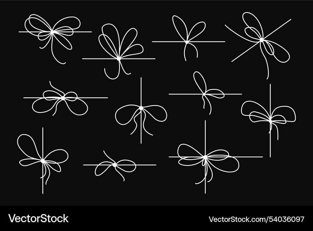 Ribbon bows set with simple line design Ribbon bows set with simple line design vector image