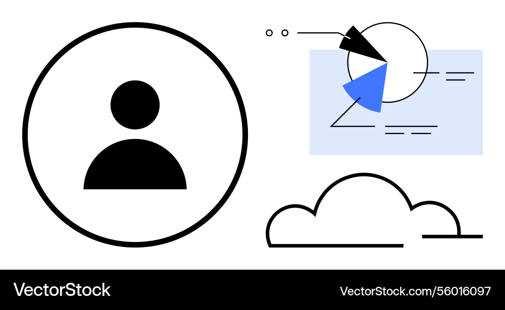 User profile icon with analytics pie chart User profile icon with analytics pie chart Vector Image