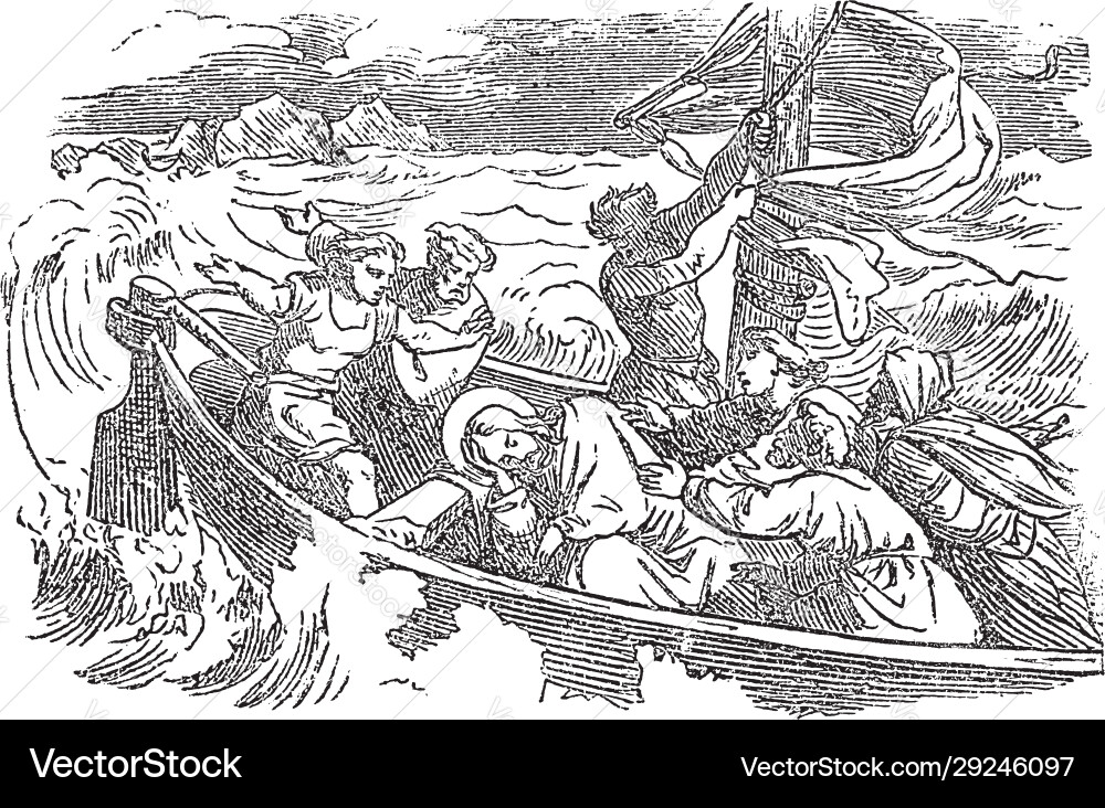 Vintage drawing biblical story sleeping Vintage drawing biblical story sleeping vector image