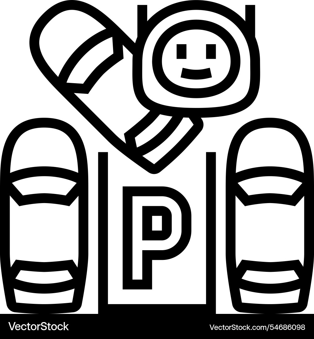 Automated parking autonomous vehicle line icon Automated parking autonomous vehicle line icon vector image