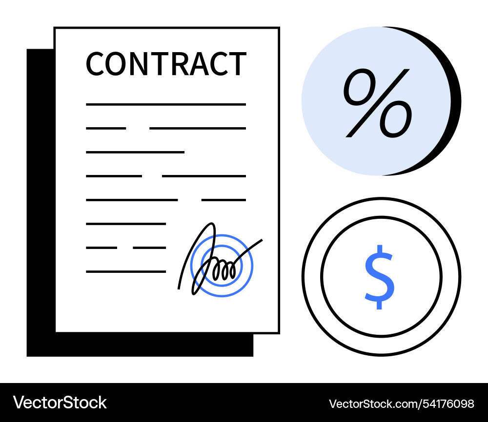Contract signing with percentage Contract signing with percentage vector image