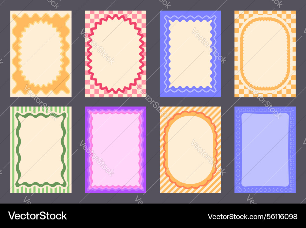 Retro set of frames with wavy edges Retro set of frames with wavy edges vector image