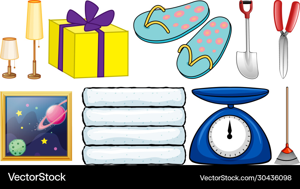 Set different types objects on white Vector Image