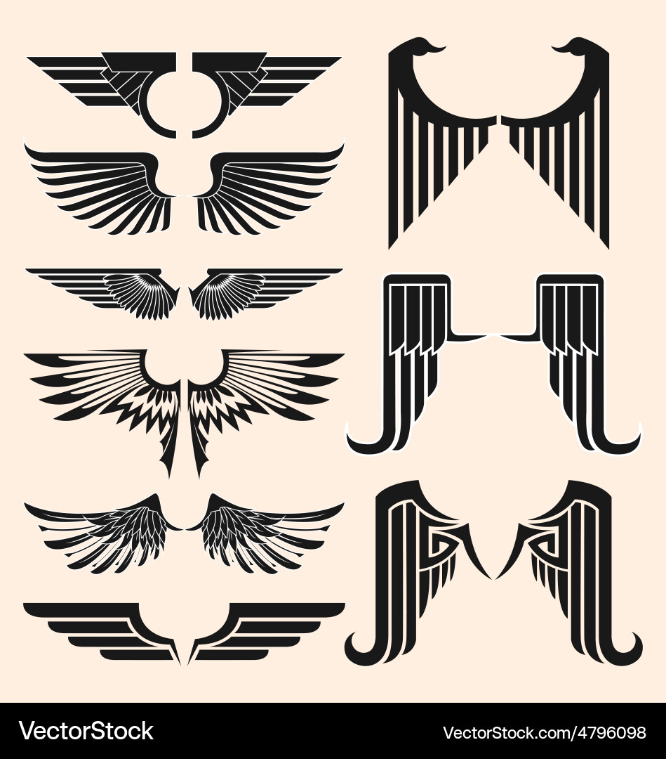 Wing Tattoos - Ornamental Collection Vector Image