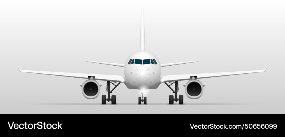 3d white airplane isolated on gradient front view 3d white airplane isolated on gradient front view vector image