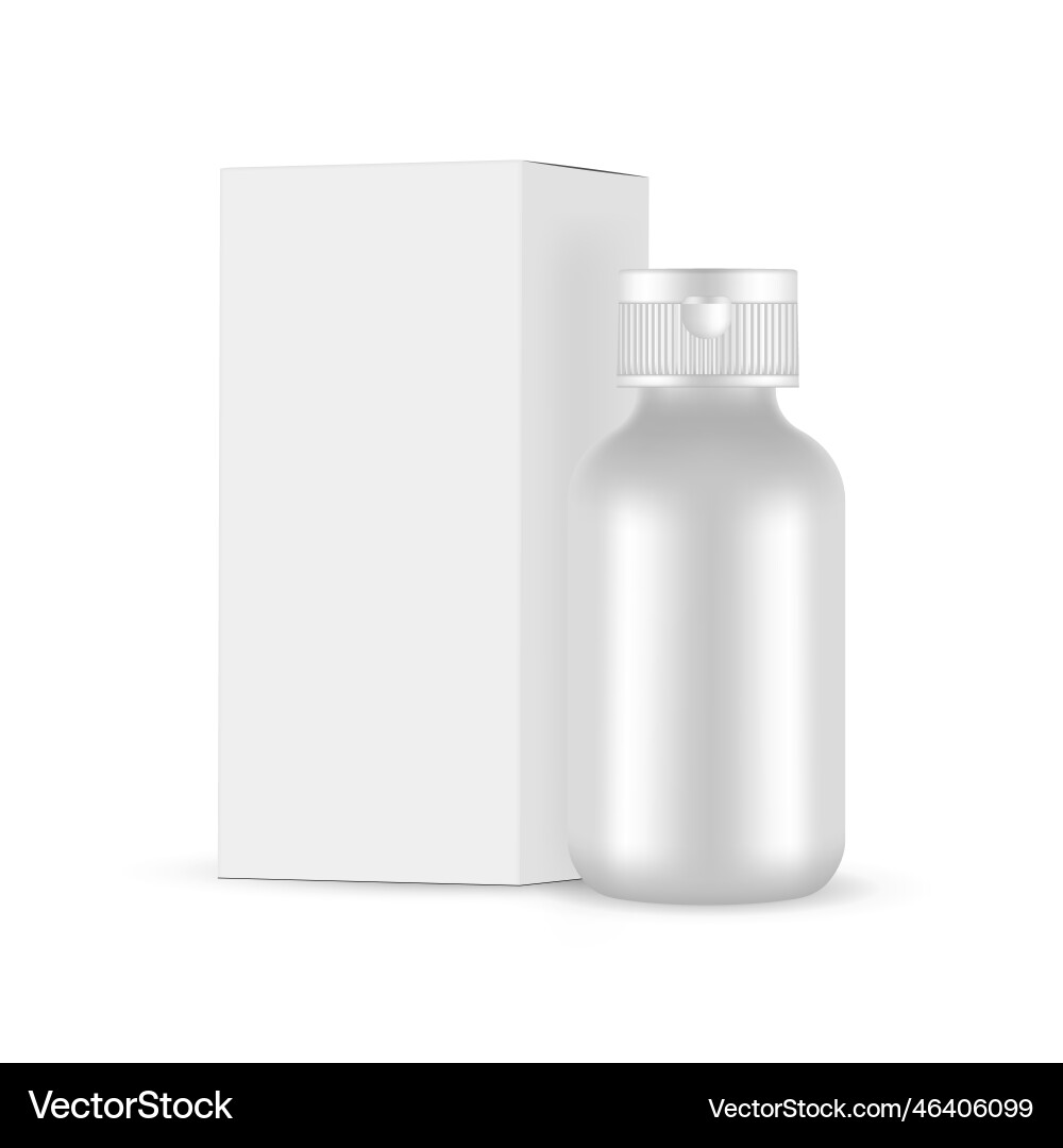 Blank cosmetic bottle with screw cap paper box Blank cosmetic bottle with screw cap paper box vector image
