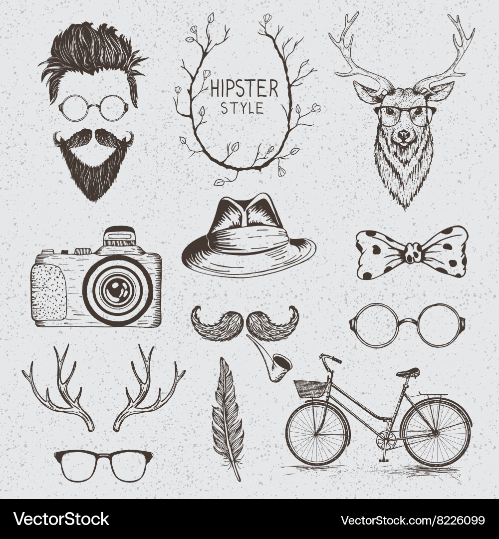 Collection of the monochrome objects vector image