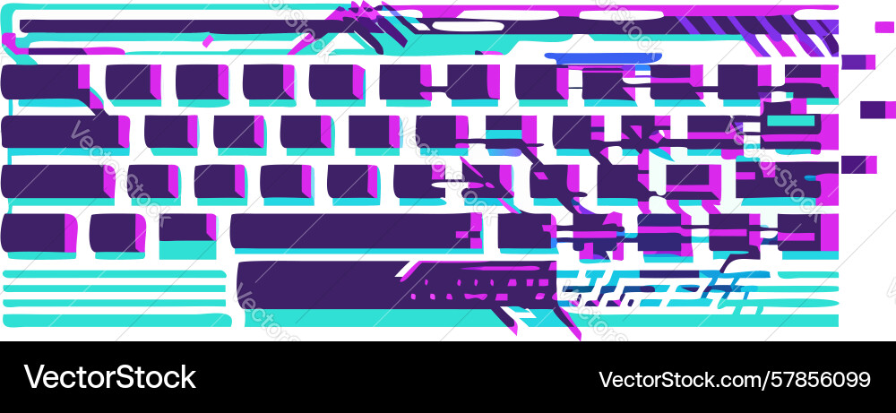 Glitch effect computer keyboard digital error art vector image