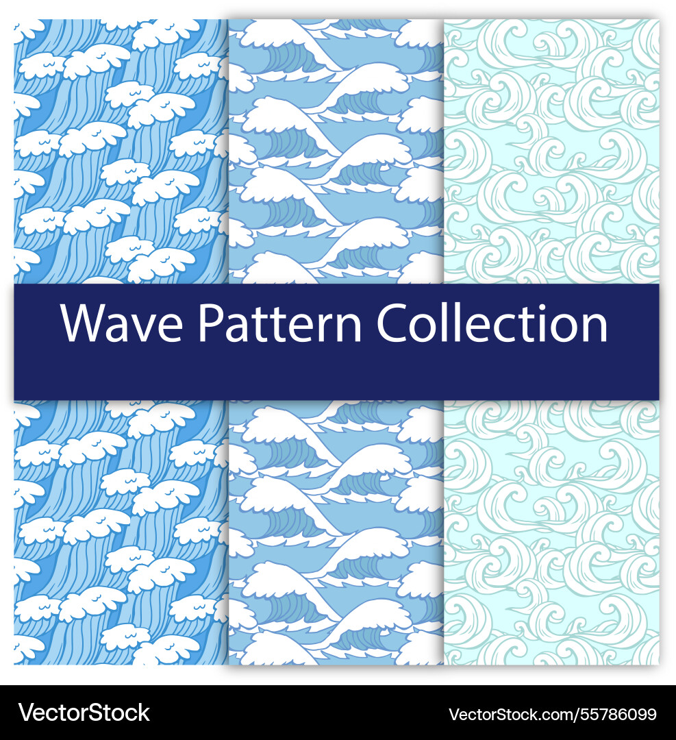 Hand-drawn selection of wave patterns Vector Image