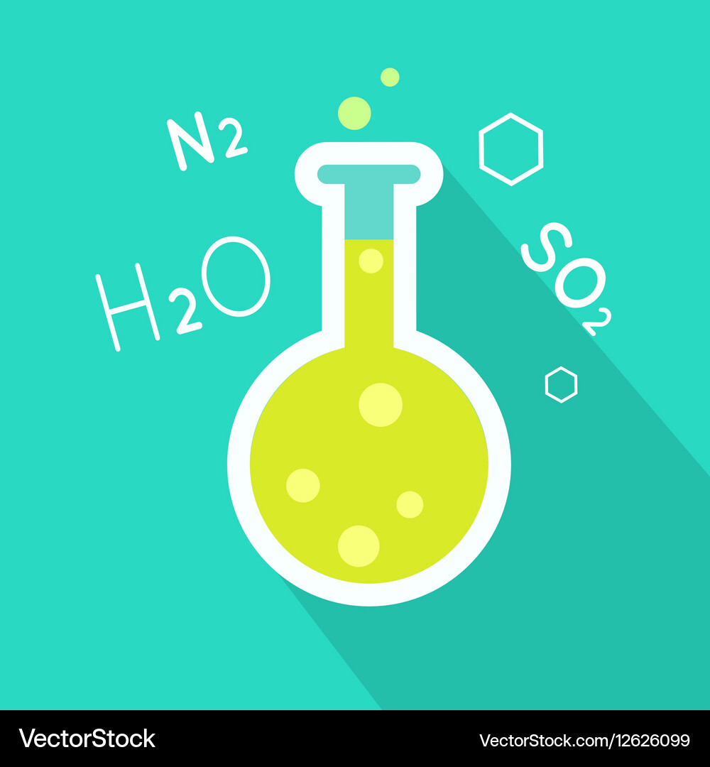 Laboratory flask in flat style design Vector Image